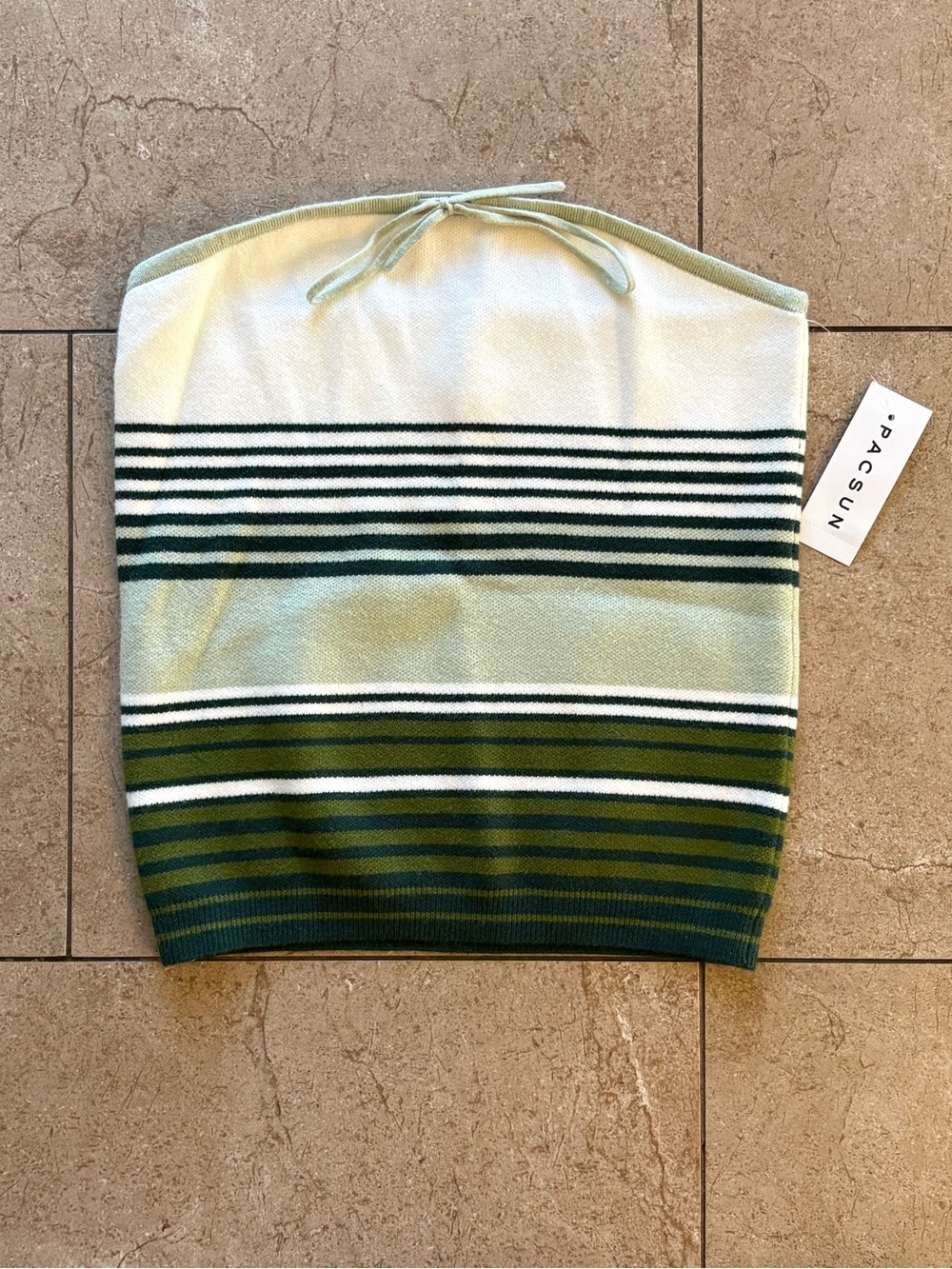 PacSun Green & Cream Striped Tube Top